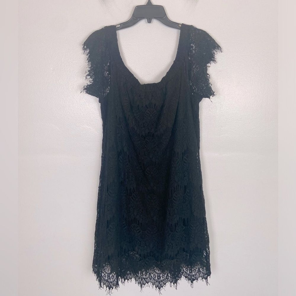 City Chic Lace Scalloped Midi Dress Size 18W Black Short Sleeve Whimsigoth Goth